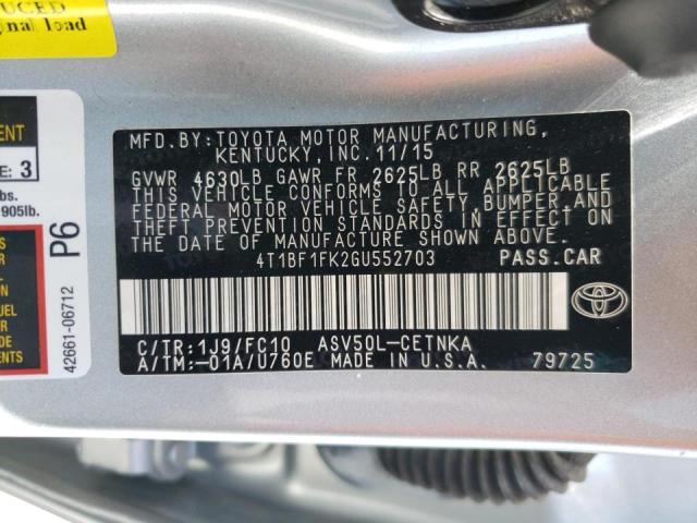 2016 TOYOTA CAMRY LE 4T1BF1FK2GU552703