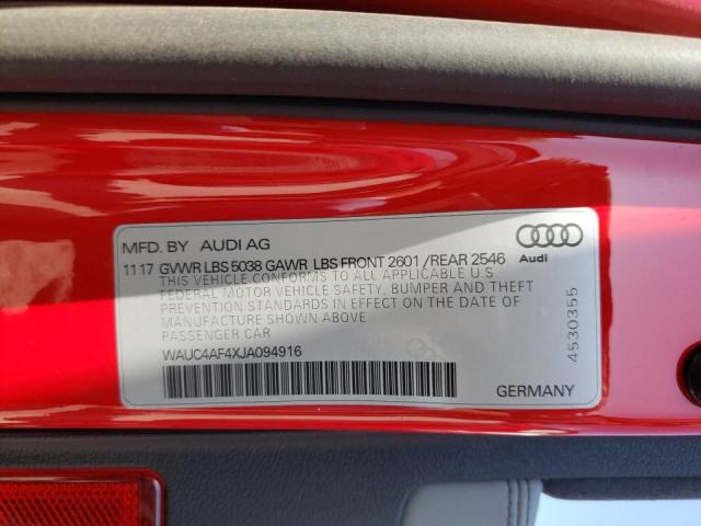 2018 AUDI S4 PRESTIG WAUC4AF4XJA094916