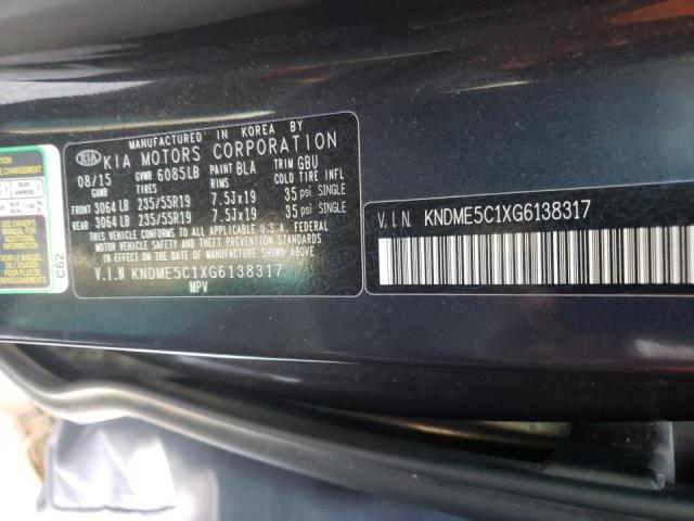 2016 KIA SEDONA SXL KNDME5C1XG6138317