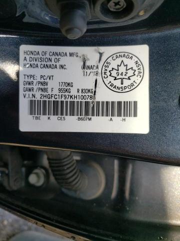 2019 HONDA CIVIC TOUR - 2HGFC1F97KH100786