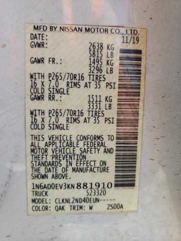 1N6AD0EV3KN881910 Nissan FRONTIER S