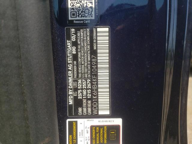 2019 MERCEDES-BENZ E 450 WDD1K6HB4KF104987