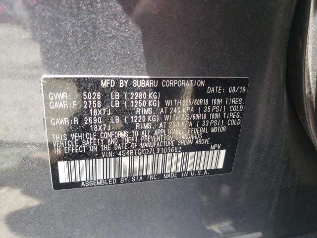 2020 SUBARU OUTBACK ON 4S4BTGKD7L3103682