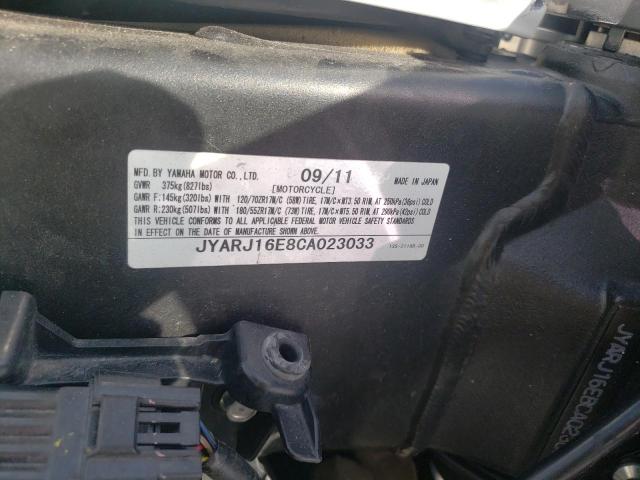 2012 YAMAHA YZFR6 JYARJ16E8CA023033