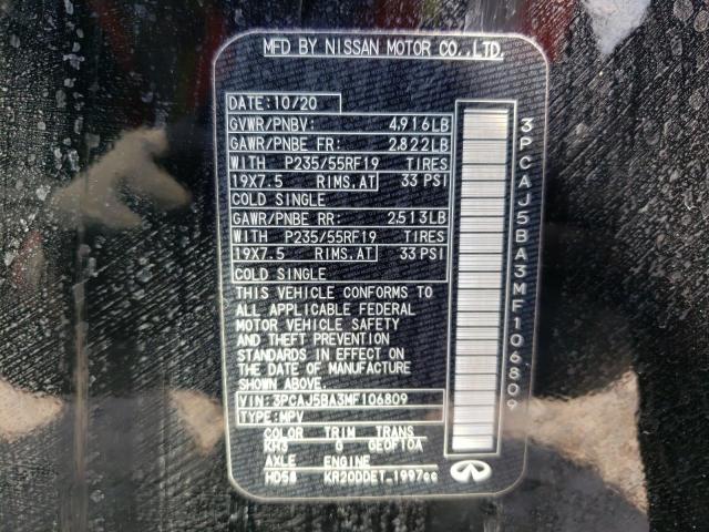 2021 INFINITI QX50 LUXE 3PCAJ5BA3MF106809