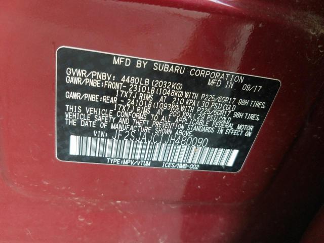 2018 SUBARU FORESTER JF2SJAJC1JH480090