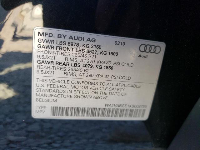 2019 AUDI E-TRON PRE WA1VABGE1KB008755