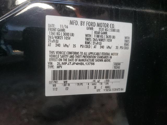 2017 LINCOLN MKX BLACK 2LMPJ7JP4HBL13756