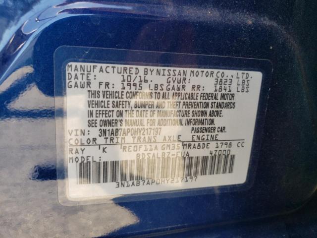 2017 NISSAN SENTRA S 3N1AB7AP0HY217197