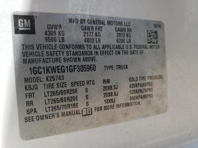 2016 CHEVROLET SILVRK1500 1GC1KWEG1GF305960