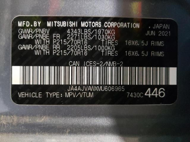 2021 MITSUBISHI RVR SE JA4AJVAWXMU606965