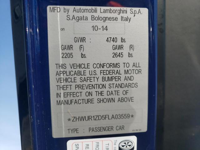 2015 LAMBORGHINI AVENTADOR ZHWUR1ZD5FLA03559