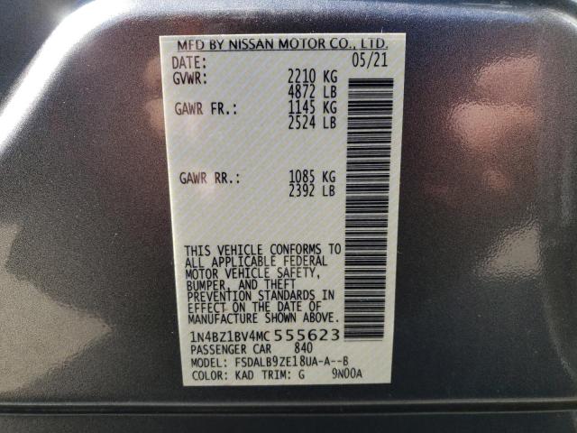 2021 NISSAN LEAF S PLU 1N4BZ1BV4MC555623