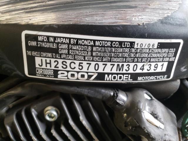 2007 HONDA MOTORCYCLE JH2SC57077M304391