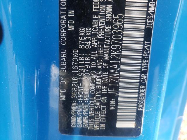 2019 TOYOTA 86 JF1ZNAA12K9703965