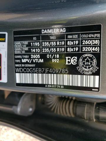 2018 MERCEDES-BENZ GLC 350E WDC0G5EB7JF409785