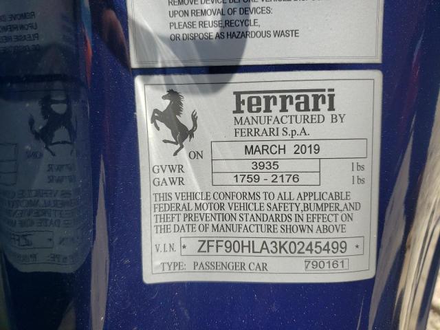 2019 FERRARI 488 PISTA ZFF90HLA3K0245499