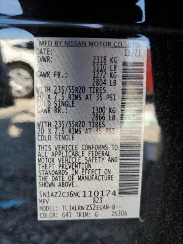 2022 NISSAN MURANO SL 5N1AZ2CJ6NC110174