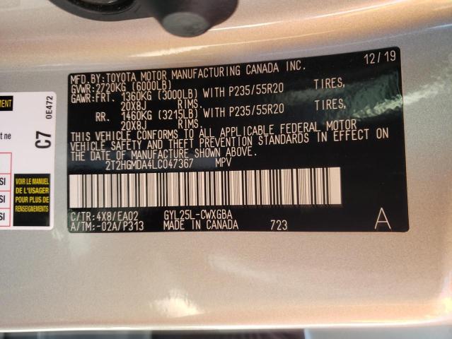 2020 LEXUS RX 450H 2T2HGMDA4LC047367