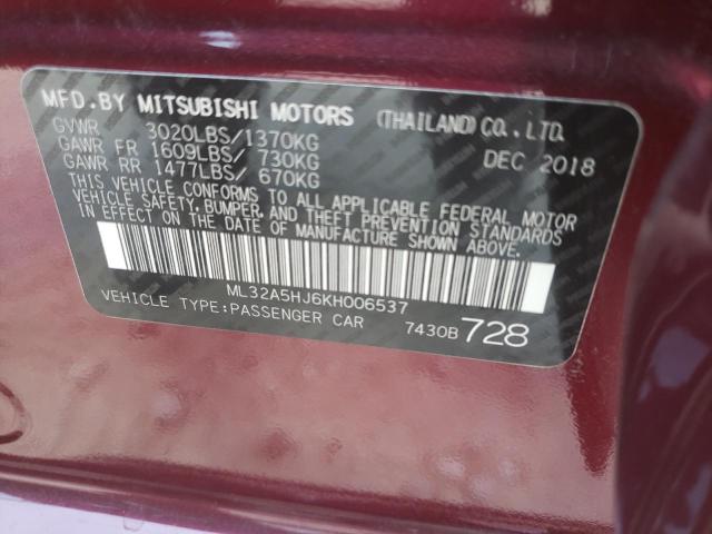 2019 MITSUBISHI MIRAGE LE ML32A5HJ6KH006537