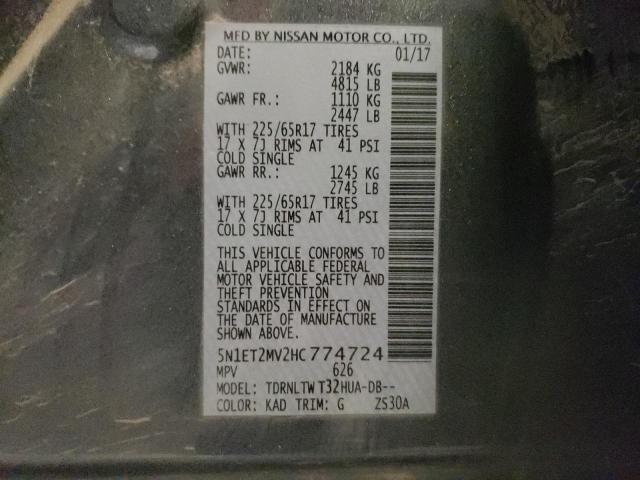 2017 NISSAN ROGUE SV H 5N1ET2MV2HC774724