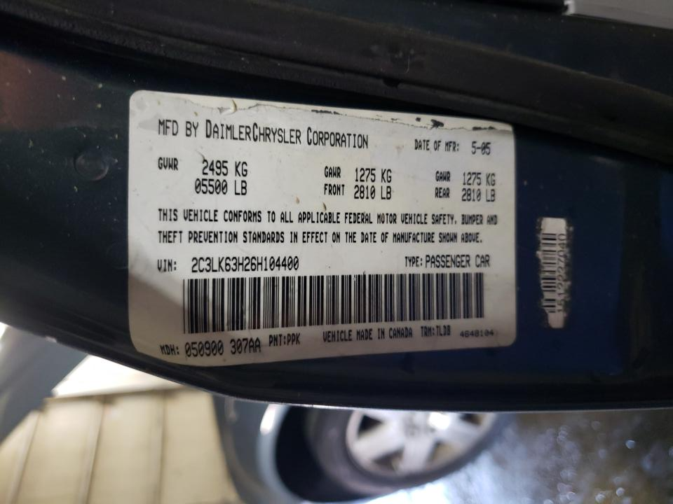2C3LK63H26H104400 2006 Chrysler 300C