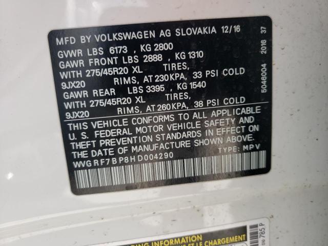2017 VOLKSWAGEN TOUAREG WO WVGRF7BP8HD004290