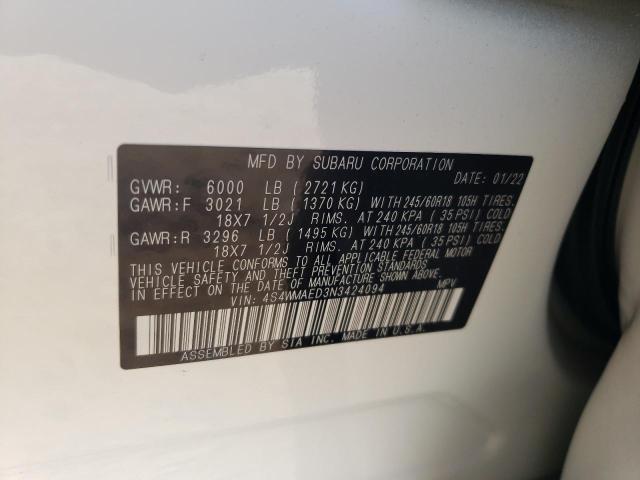 2022 SUBARU ASCENT PRE 4S4WMAED3N3424094