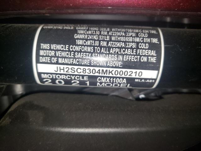 2021 HONDA CMX1100 A JH2SC8304MK000210