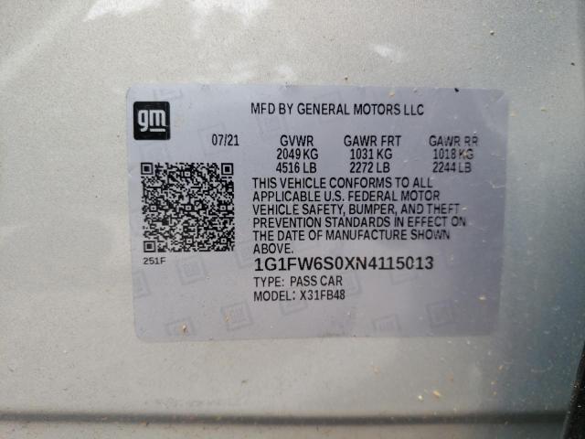 2022 CHEVROLET BOLT EV 1L 1G1FW6S0XN4115013