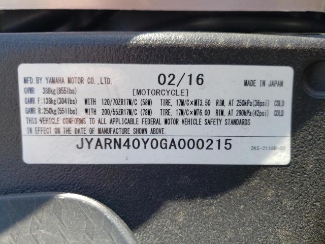 2016 YAMAHA YZFR1M C JYARN40Y0GA000215