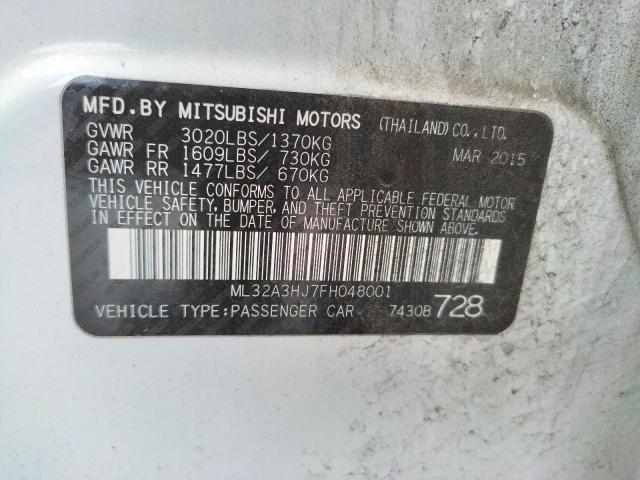 2015 MITSUBISHI MIRAGE ML32A3HJ7FH048001