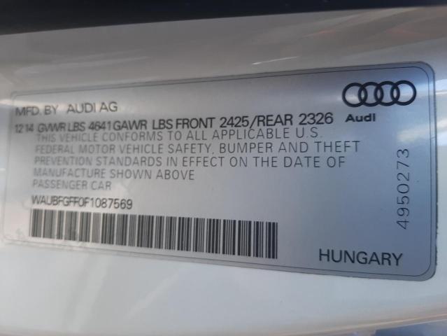 2015 AUDI S3 PREMIUM WAUBFGFF0F1087569