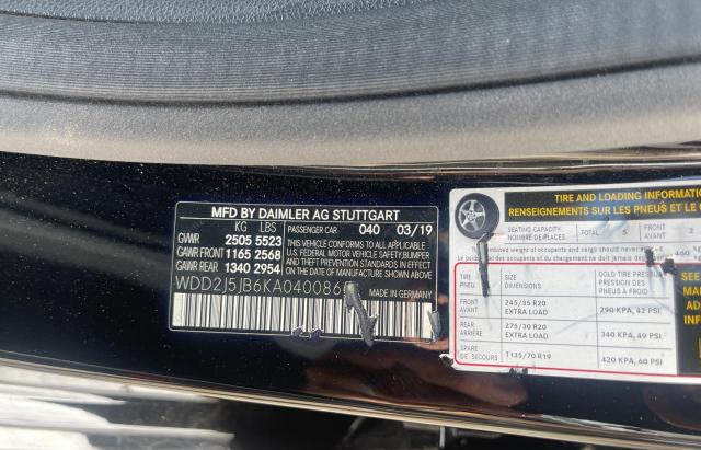 2019 MERCEDES-BENZ CLS 450 WDD2J5JB6KA040086