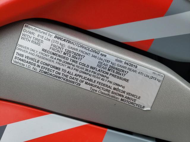 2019 DUCATI PANIGALE V ZDMDAGNW7KB009729