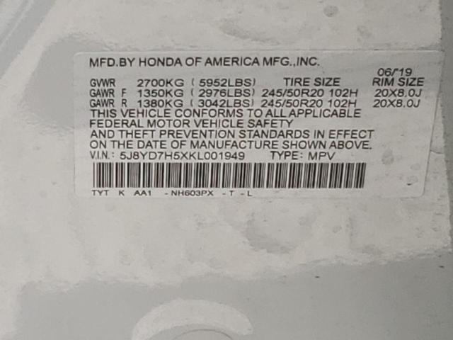 2019 ACURA MDX SPORT 5J8YD7H5XKL001949