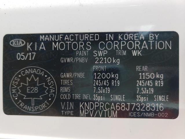 KNDPRCA68J7328316 KIA Sportage Sx