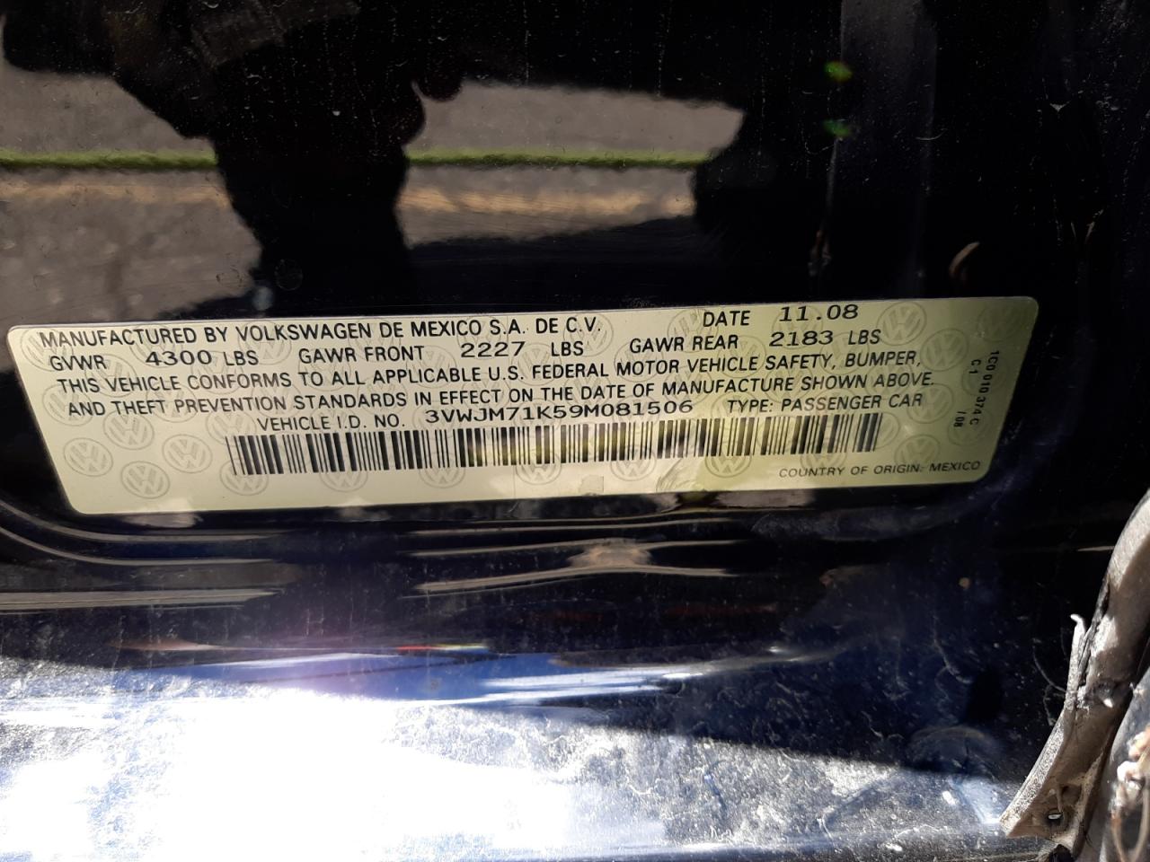 3VWJM71K59M081506 2009 Volkswagen Jetta S