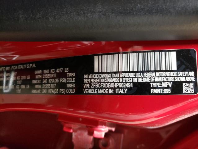 2017 FIAT 500X LOUNG ZFBCFXDBXHP602491