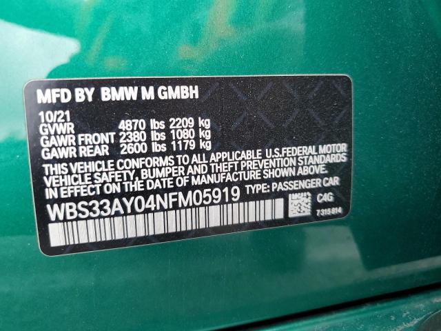 2022 BMW M3 COMPETI WBS33AY04NFM05919