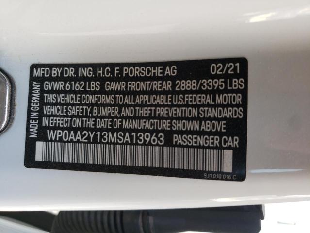 2021 PORSCHE TAYCAN WP0AA2Y13MSA13963