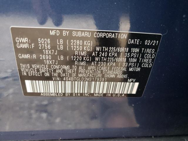 2021 SUBARU OUTBACK ON 4S4BTGLD2M3179391