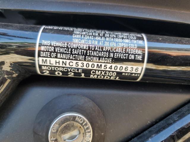 2021 HONDA CMX300 MLHNC5300M5400636