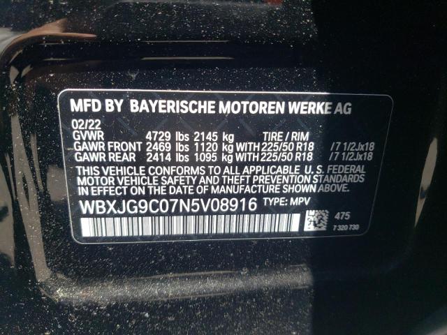 2022 BMW X1 WBXJG9C07N5V08916