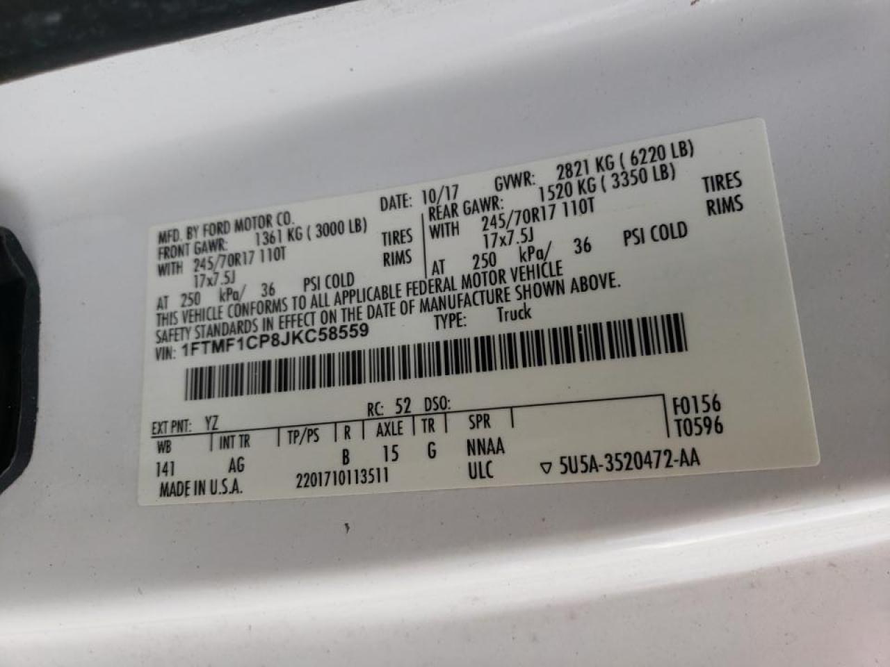 1FTMF1CP8JKC58559 FORD All Models 2018