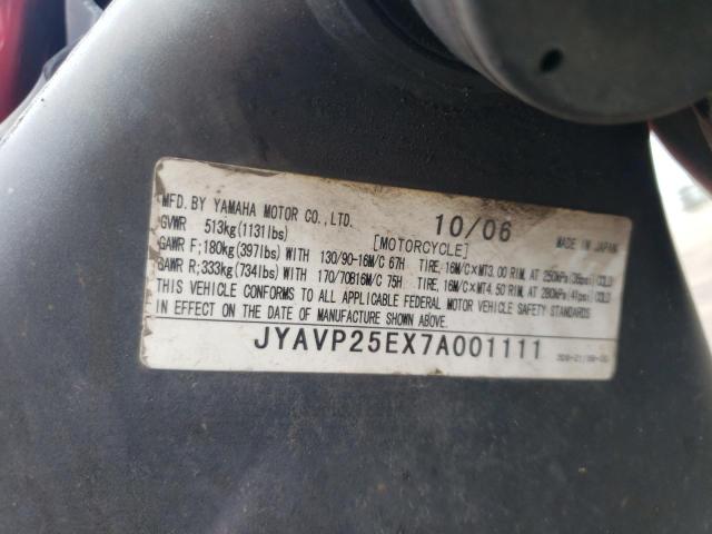 2007 YAMAHA XVS1300 CT JYAVP25EX7A001111