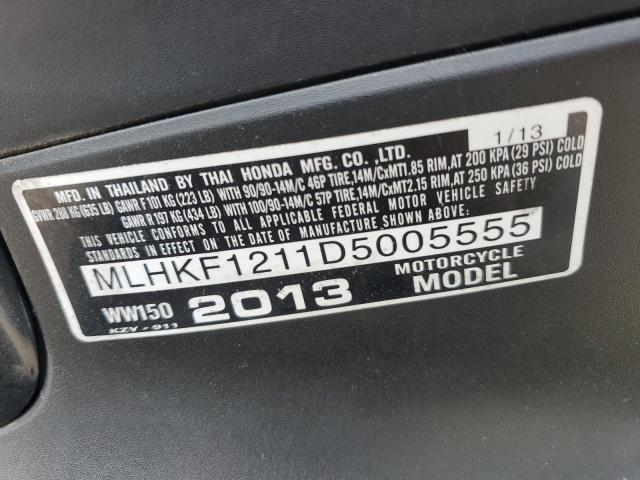2013 HONDA PCX 150 MLHKF1211D5005555