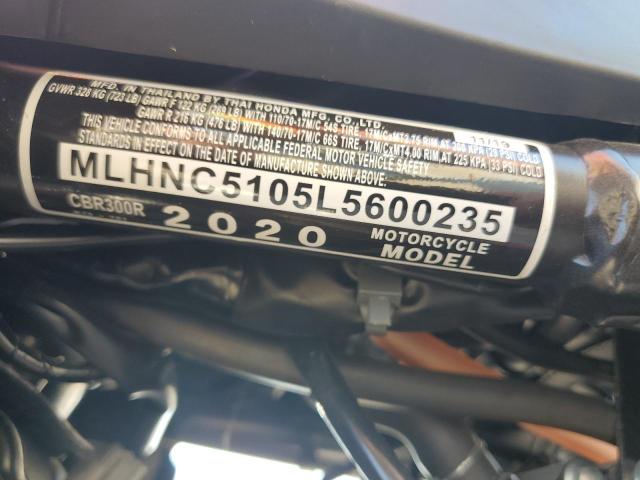 2020 HONDA CBR300 R MLHNC5105L5600235