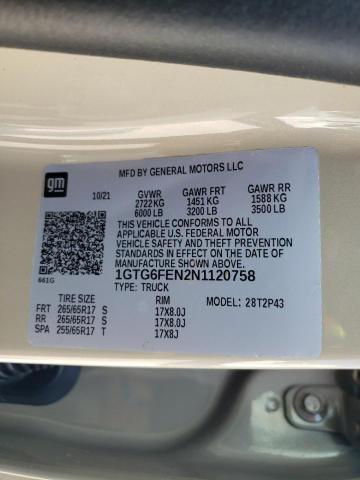 2022 GMC CANYON AT4 - 1GTG6FEN2N1120758