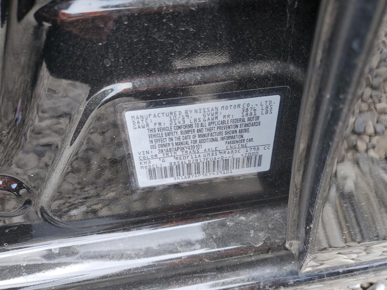 3N1AB7AP9KY439101 NISSAN SENTRA 2019